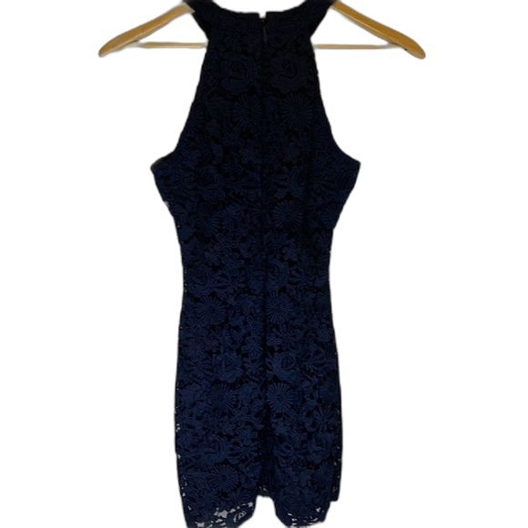 Lulus NWOT Love Poem Navy Lace Halter Neck Mini Cocktail Dress Size XS - Picture 4 of 12